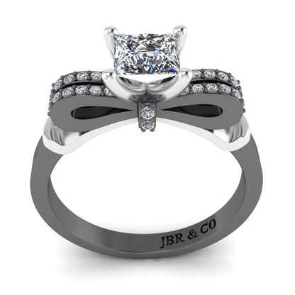 JBR Two Tone Knot Design Princess Cut Sterling Silver Ring - JBR Jeweler