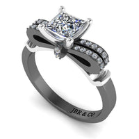 JBR Two Tone Knot Design Princess Cut Sterling Silver Ring - JBR Jeweler