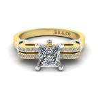 JBR Two Tone Knot Design Princess Cut Sterling Silver Ring - JBR Jeweler