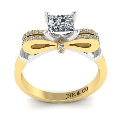 JBR Two Tone Knot Design Princess Cut Sterling Silver Ring - JBR Jeweler