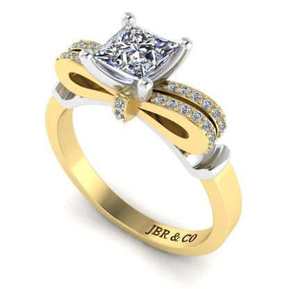 JBR Two Tone Knot Design Princess Cut Sterling Silver Ring - JBR Jeweler