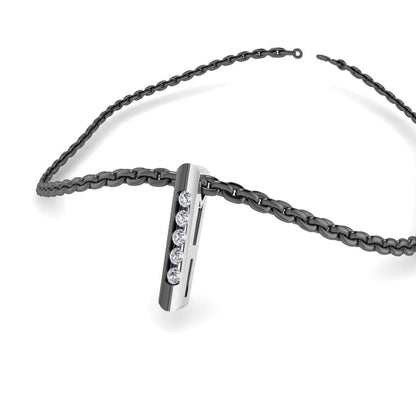 JBR Two Tone Long Bar Design Pendant Sterling Silver Necklace - JBR Jeweler