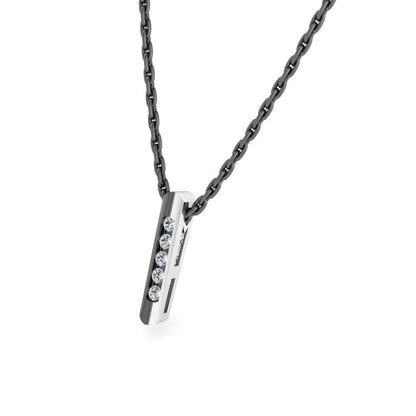 JBR Two Tone Long Bar Design Pendant Sterling Silver Necklace - JBR Jeweler