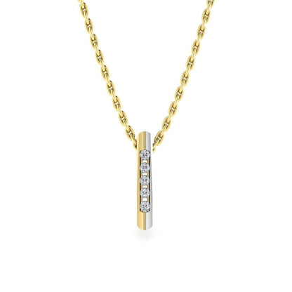 JBR Two Tone Long Bar Design Pendant Sterling Silver Necklace - JBR Jeweler