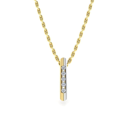 JBR Two Tone Long Bar Design Pendant Sterling Silver Necklace - JBR Jeweler