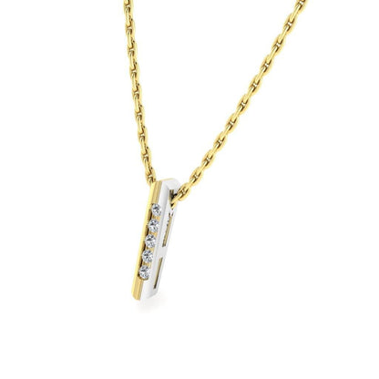 JBR Two Tone Long Bar Design Pendant Sterling Silver Necklace - JBR Jeweler