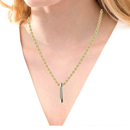 JBR Jeweler Silver Necklaces JBR Two Tone Long Bar Design Pendant Sterling Silver Necklace