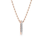 JBR Two Tone Long Bar Design Pendant Sterling Silver Necklace - JBR Jeweler