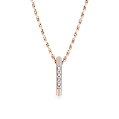 JBR Two Tone Long Bar Design Pendant Sterling Silver Necklace - JBR Jeweler