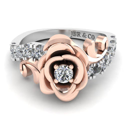 JBR Two Tone Rose Pave Set Round Cut Sterling Silver Ring - JBR Jeweler