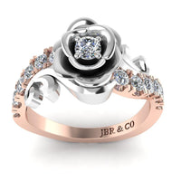 JBR Two Tone Rose Pave Set Round Cut Sterling Silver Ring - JBR Jeweler