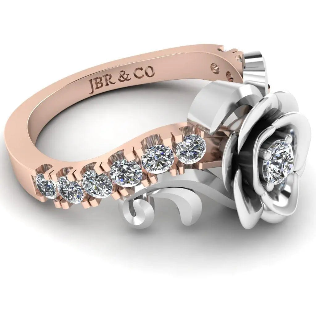 JBR Two Tone Rose Pave Set Round Cut Sterling Silver Ring - JBR Jeweler