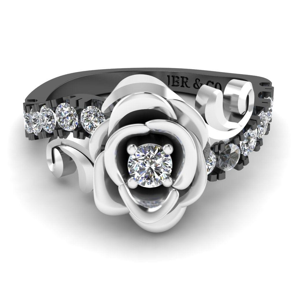 JBR Two Tone Rose Pave Set Round Cut Sterling Silver Ring - JBR Jeweler