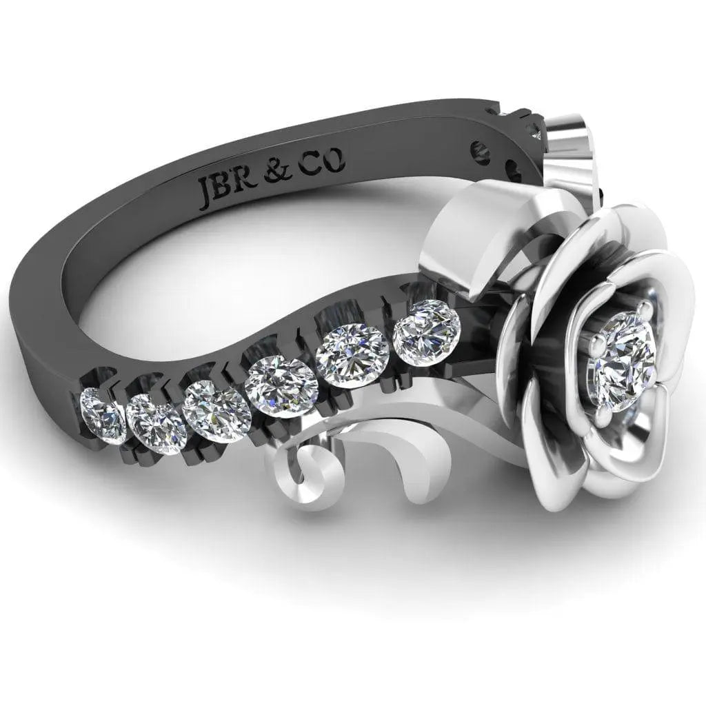 JBR Two Tone Rose Pave Set Round Cut Sterling Silver Ring - JBR Jeweler