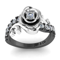 JBR Two Tone Rose Pave Set Round Cut Sterling Silver Ring - JBR Jeweler