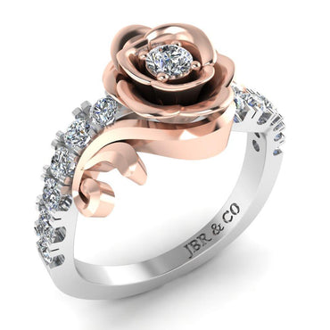 JBR Two Tone Rose Pave Set Round Cut Sterling Silver Ring - JBR Jeweler