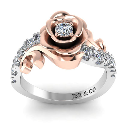 JBR Two Tone Rose Pave Set Round Cut Sterling Silver Ring - JBR Jeweler