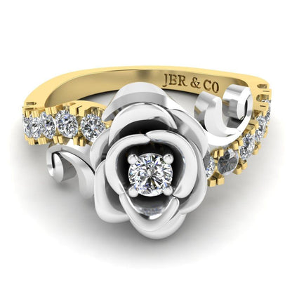 JBR Two Tone Rose Pave Set Round Cut Sterling Silver Ring - JBR Jeweler