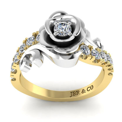 JBR Two Tone Rose Pave Set Round Cut Sterling Silver Ring - JBR Jeweler