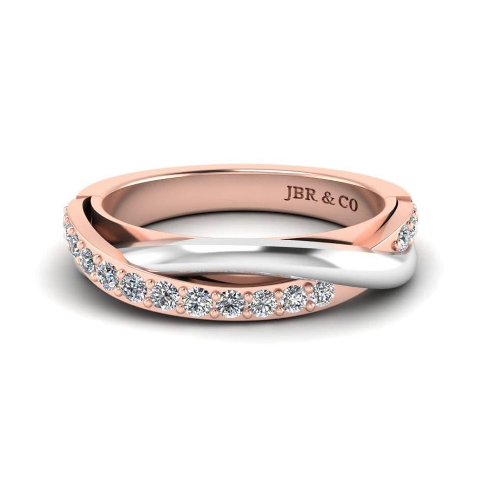 JBR Two Tone Round Cut Sterling Silver Women's Band - JBR Jeweler