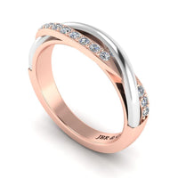 JBR Two Tone Round Cut Sterling Silver Women's Band - JBR Jeweler