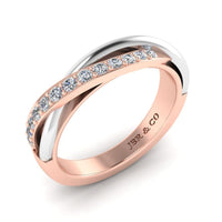 JBR Two Tone Round Cut Sterling Silver Women's Band - JBR Jeweler