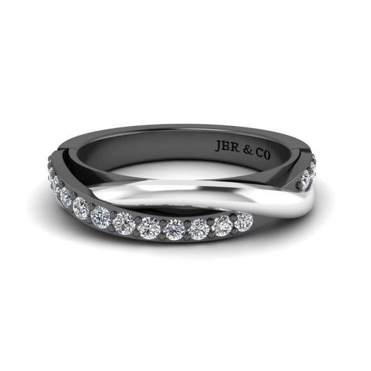 JBR Two Tone Round Cut Sterling Silver Women's Band - JBR Jeweler