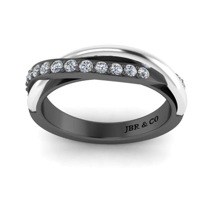 JBR Two Tone Round Cut Sterling Silver Women's Band - JBR Jeweler