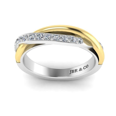 JBR Two Tone Round Cut Sterling Silver Women's Band - JBR Jeweler