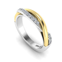 JBR Two Tone Round Cut Sterling Silver Women's Band - JBR Jeweler