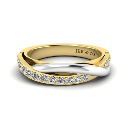 JBR Two Tone Round Cut Sterling Silver Women's Band - JBR Jeweler