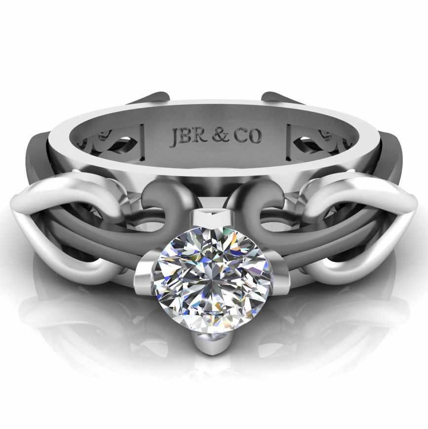 JBR Unique Entwined Design Sterling Silver Solitaire Ring - JBR Jeweler