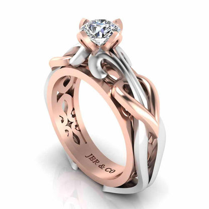 JBR Unique Entwined Design Sterling Silver Solitaire Ring - JBR Jeweler