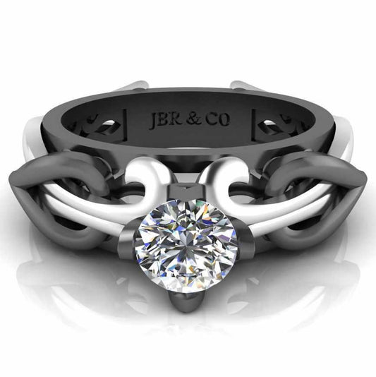 JBR Unique Entwined Design Sterling Silver Solitaire Ring - JBR Jeweler