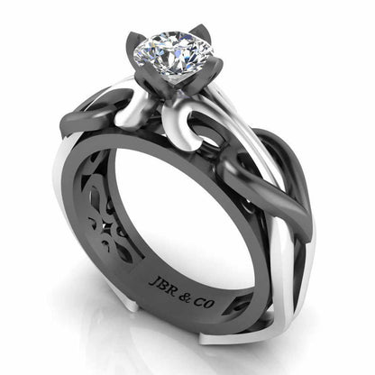 JBR Unique Entwined Design Sterling Silver Solitaire Ring - JBR Jeweler