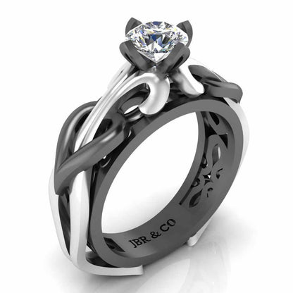 JBR Unique Entwined Design Sterling Silver Solitaire Ring - JBR Jeweler