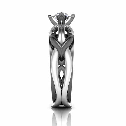 JBR Unique Entwined Design Sterling Silver Solitaire Ring - JBR Jeweler