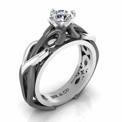 JBR Unique Entwined Design Sterling Silver Solitaire Ring - JBR Jeweler