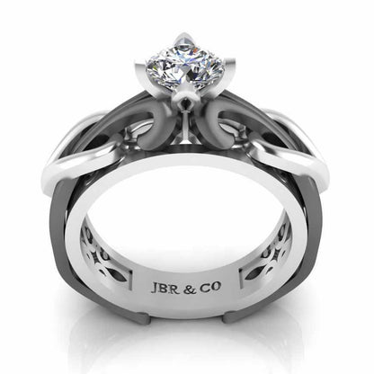 JBR Unique Entwined Design Sterling Silver Solitaire Ring - JBR Jeweler