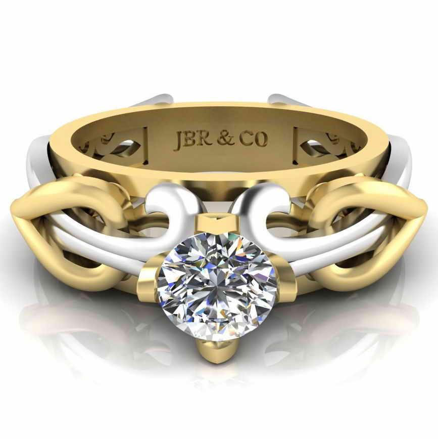 JBR Unique Entwined Design Sterling Silver Solitaire Ring - JBR Jeweler