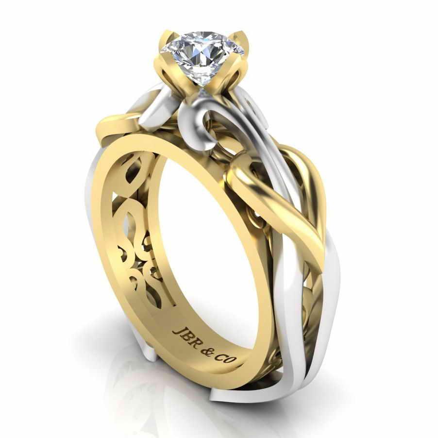 JBR Unique Entwined Design Sterling Silver Solitaire Ring - JBR Jeweler