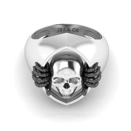 JBR Unisex Skull and Bone Sterling Silver Ring - JBR Jeweler