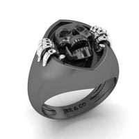 JBR Unisex Skull and Bone Sterling Silver Ring - JBR Jeweler