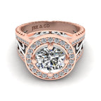 JBR Victorian Nature Inspired Style Halo Sterling Silver Ring - JBR Jeweler