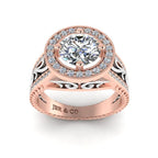 JBR Victorian Nature Inspired Style Halo Sterling Silver Ring - JBR Jeweler