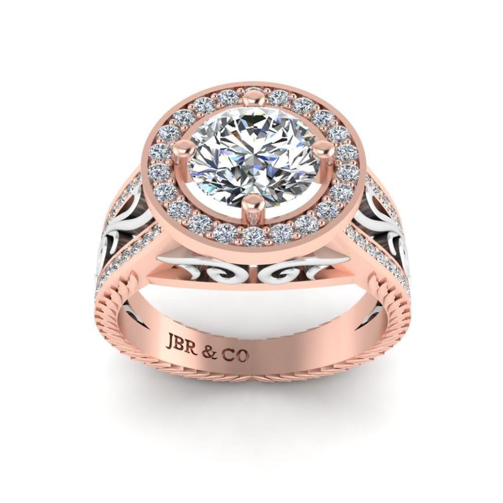 JBR Victorian Nature Inspired Style Halo Sterling Silver Ring - JBR Jeweler