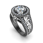 JBR Victorian Nature Inspired Style Halo Sterling Silver Ring - JBR Jeweler