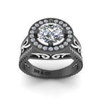 JBR Victorian Nature Inspired Style Halo Sterling Silver Ring - JBR Jeweler