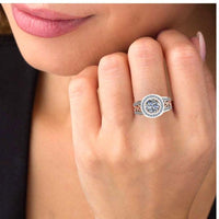 JBR Victorian Nature Inspired Style Halo Sterling Silver Ring - JBR Jeweler