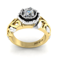 JBR Vine and Leaf Solitaire Sterling Silver Engagement Ring - JBR Jeweler